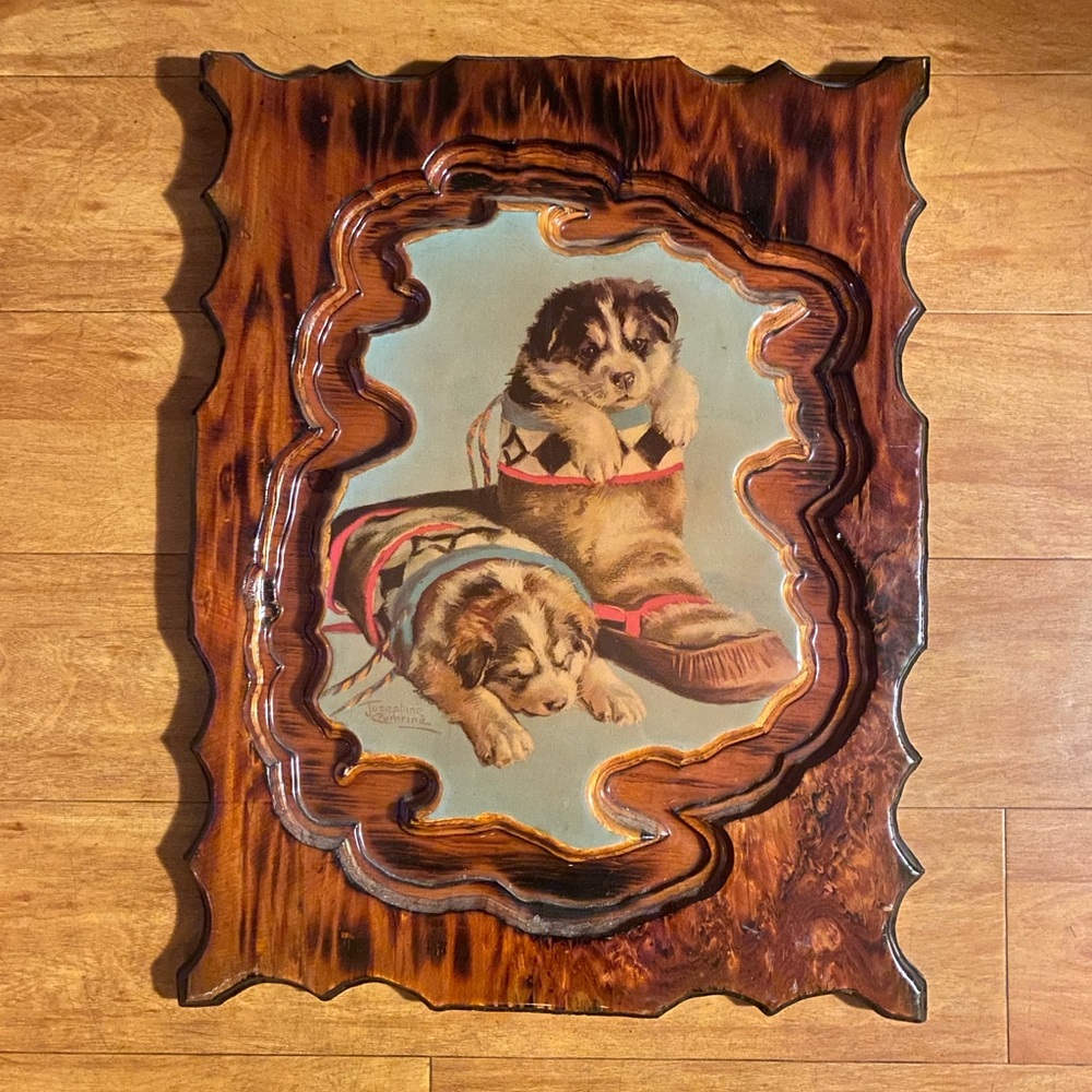 ✨VINTAGE✨ Josephine Crumrine Wood Shellac Art